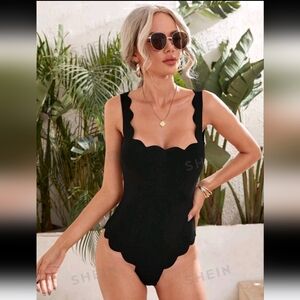 Scallop Edge Solid Tank Bodysuit